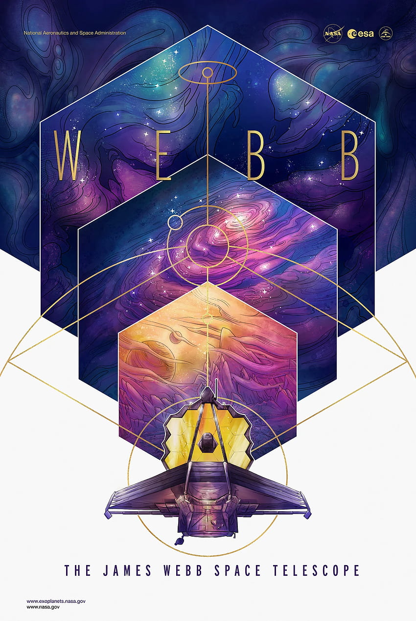 Poster del telescopio spaziale James Webb - Esplorazione di esopianeti: pianeti oltre il nostro sistema solare Sfondo del telefono HD