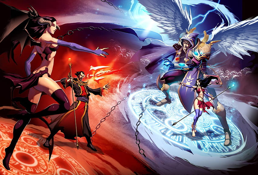 Good vs Evil, anime art, battle HD wallpaper