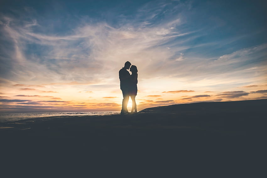 Sunset, Love, Couple, Pair, Tenderness HD wallpaper