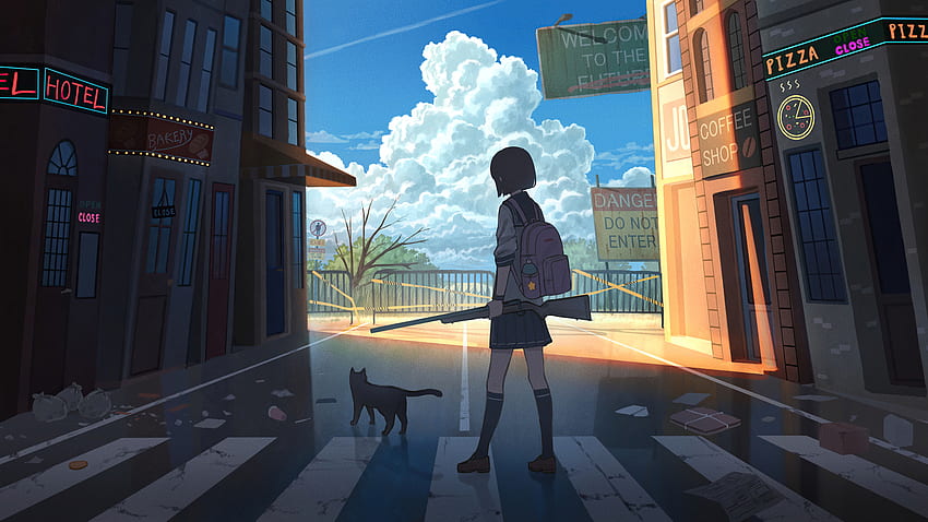 High School Anime Girl With Gun Rozdzielczość, Tło i Kawałek życia Anime Tapeta HD