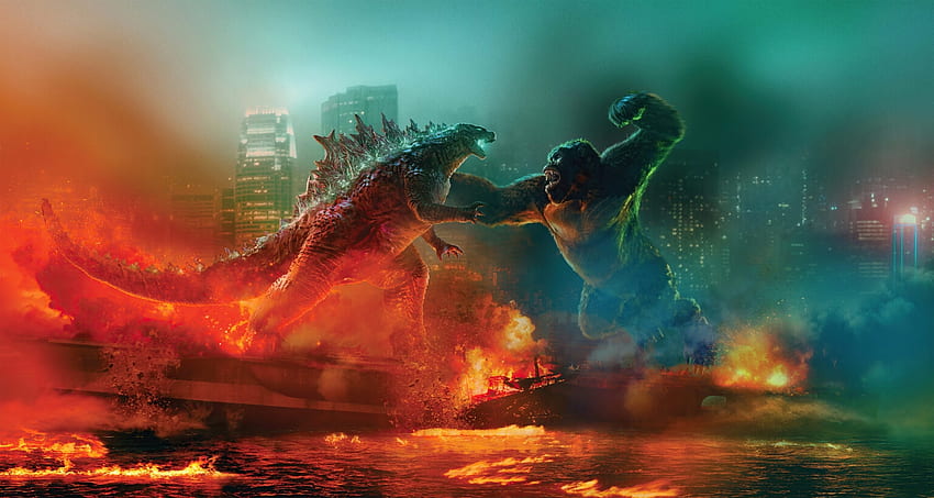 Godzilla kontra Kong, kong, godzilla, małpa, potwór Tapeta HD