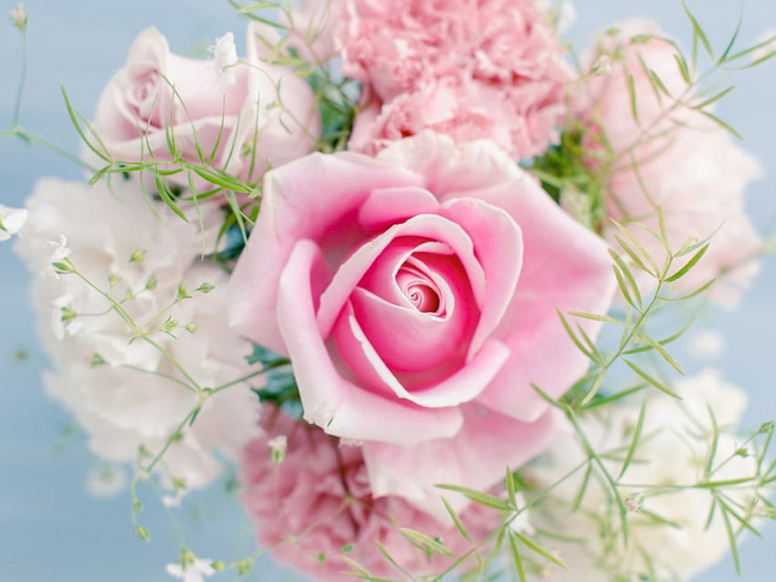 Pink Bouquet, pink, bouquet, roses, nature, flowers HD wallpaper