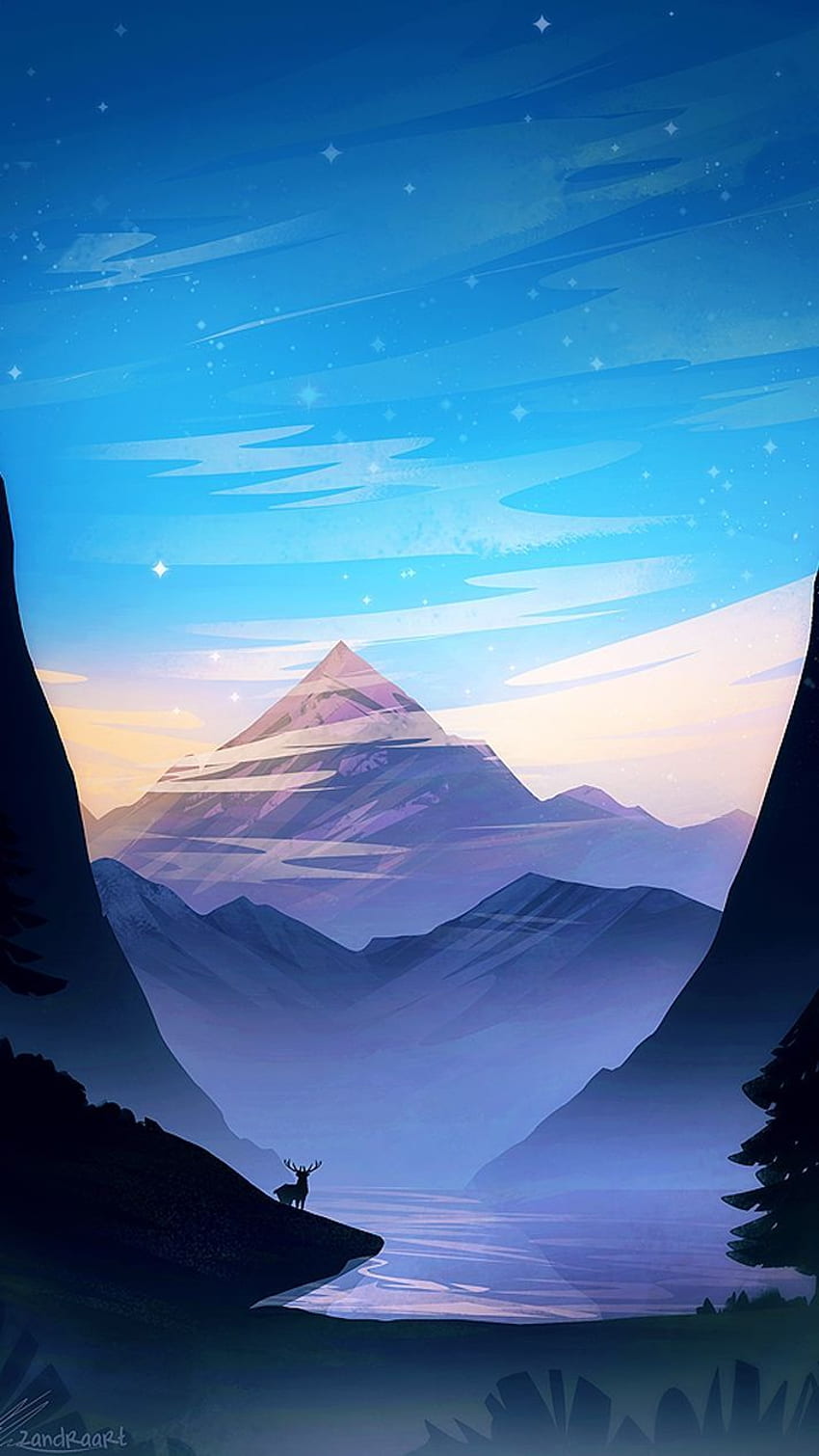 Blick auf die Berge bei Sonnenuntergang HD-Handy-Hintergrundbild