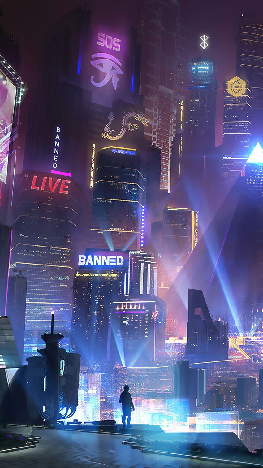 Wallpaper cyberpunk, city, buildings, art desktop wallpaper, hd image,  picture, background, 13377a