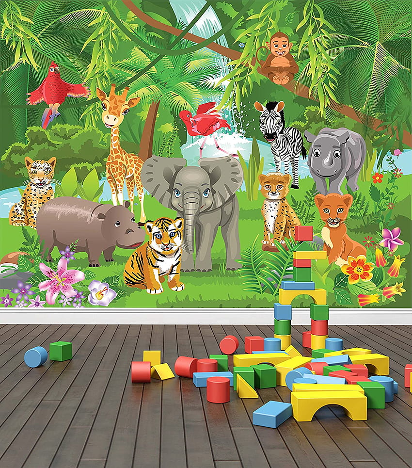 Kaufen Sie Dschungeltiere Wand Safari Kinderzimmer Kinderzimmer (X Large 1900 mm x 1488 mm) online in Indonesien. B01C3A6MHE, Safaritiere HD-Handy-Hintergrundbild