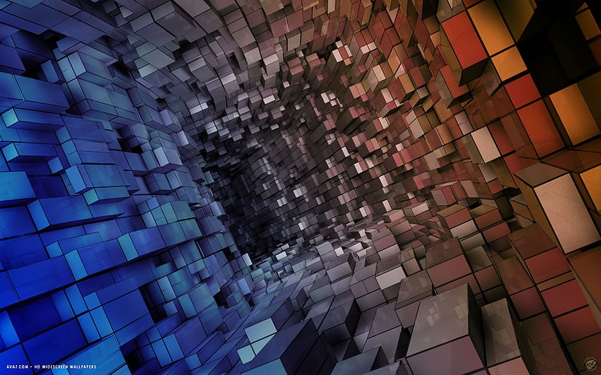 3D abstract colorful rectangles box tunnel , Abstract Rectangle HD wallpaper