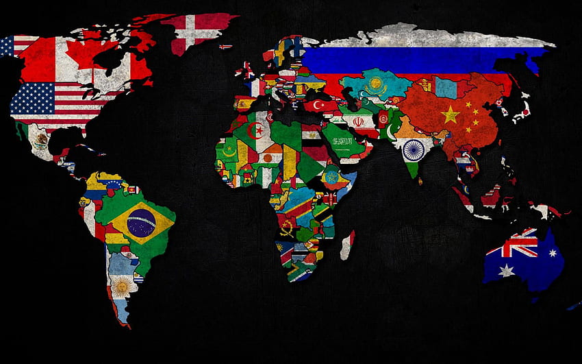 Книга 55579. карта на света. Карта на всички държави, флаг на страната HD тапет
