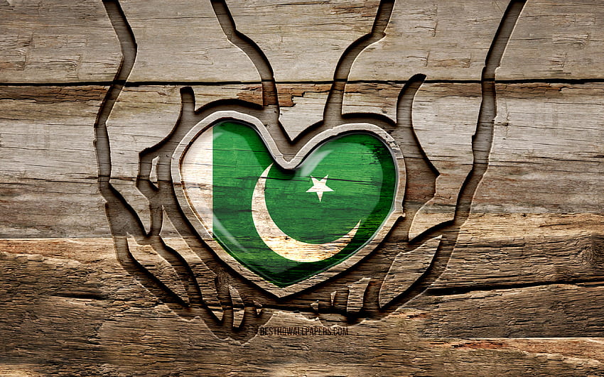 Amo il Pakistan, , mani intagliate in legno, Giorno del Pakistan, Bandiera pakistana, Bandiera del Pakistan, Abbi cura del Pakistan, creativo, Bandiera pakistana, Bandiera pakistana in mano, Scultura in legno, Paesi asiatici, Pakistan Sfondo HD