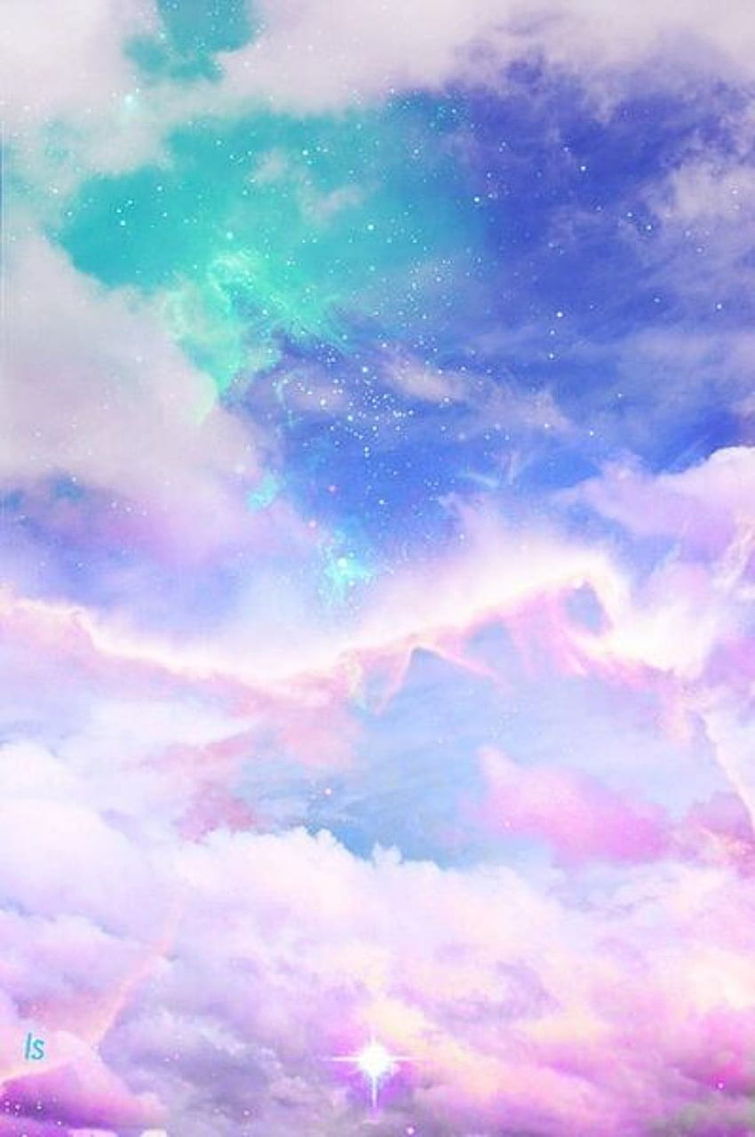 Edited pink and green clouds under blue sky, Lavender Clouds HD phone wallpaper