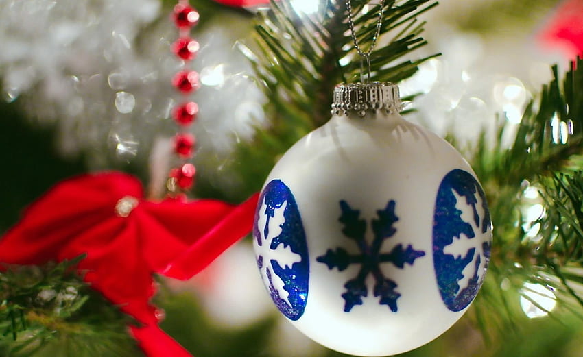 Holidays, Decorations, Pattern, Close-Up, Ball, Christmas Tree, Snowflake HD wallpaper