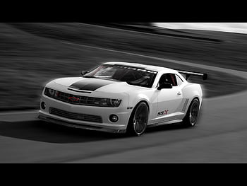 Wallpaper road white the sky yellow Chevrolet Camaro Chevrolet Camaro  the front Muscle car Muscle car 1LE images for desktop section  chevrolet  download