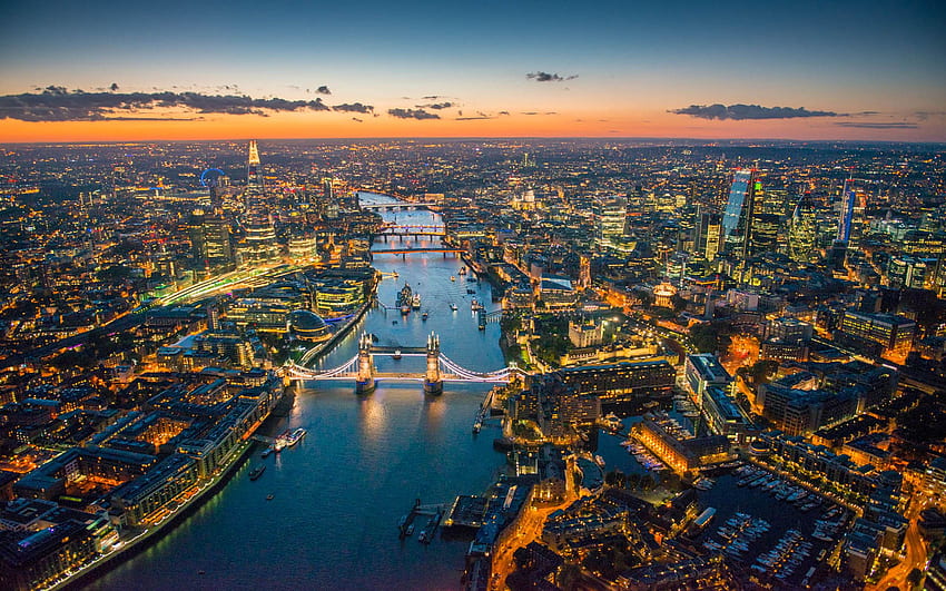 Yukarıdaki Londra Thames Nehri'nin havadan grafikleri, Londra Skyline HD duvar kağıdı