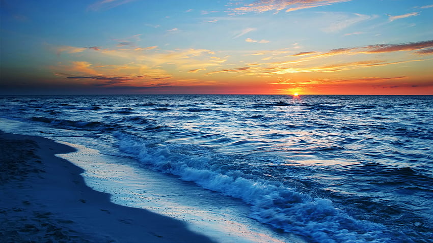 Waves Sea Calm Sunset, Nature, , 背景, and , Calm Ocean Waves 高画質の壁紙