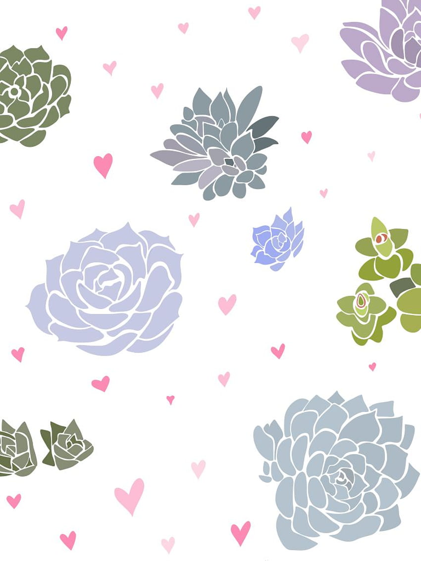 } February Love Hearts and Succulents - Albert and Me HD phone wallpaper