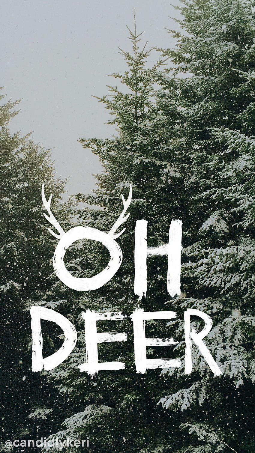 Oh Deer snowy trees Christmas tree cute background you can for on the HD phone wallpaper