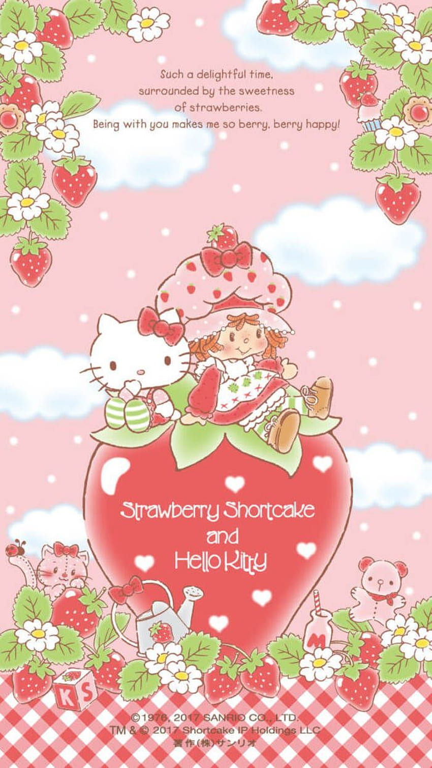 Hallo Kitty und Erdbeer-Shortcake. Hallo Kitty, Erdbeer-Kawaii HD-Handy-Hintergrundbild