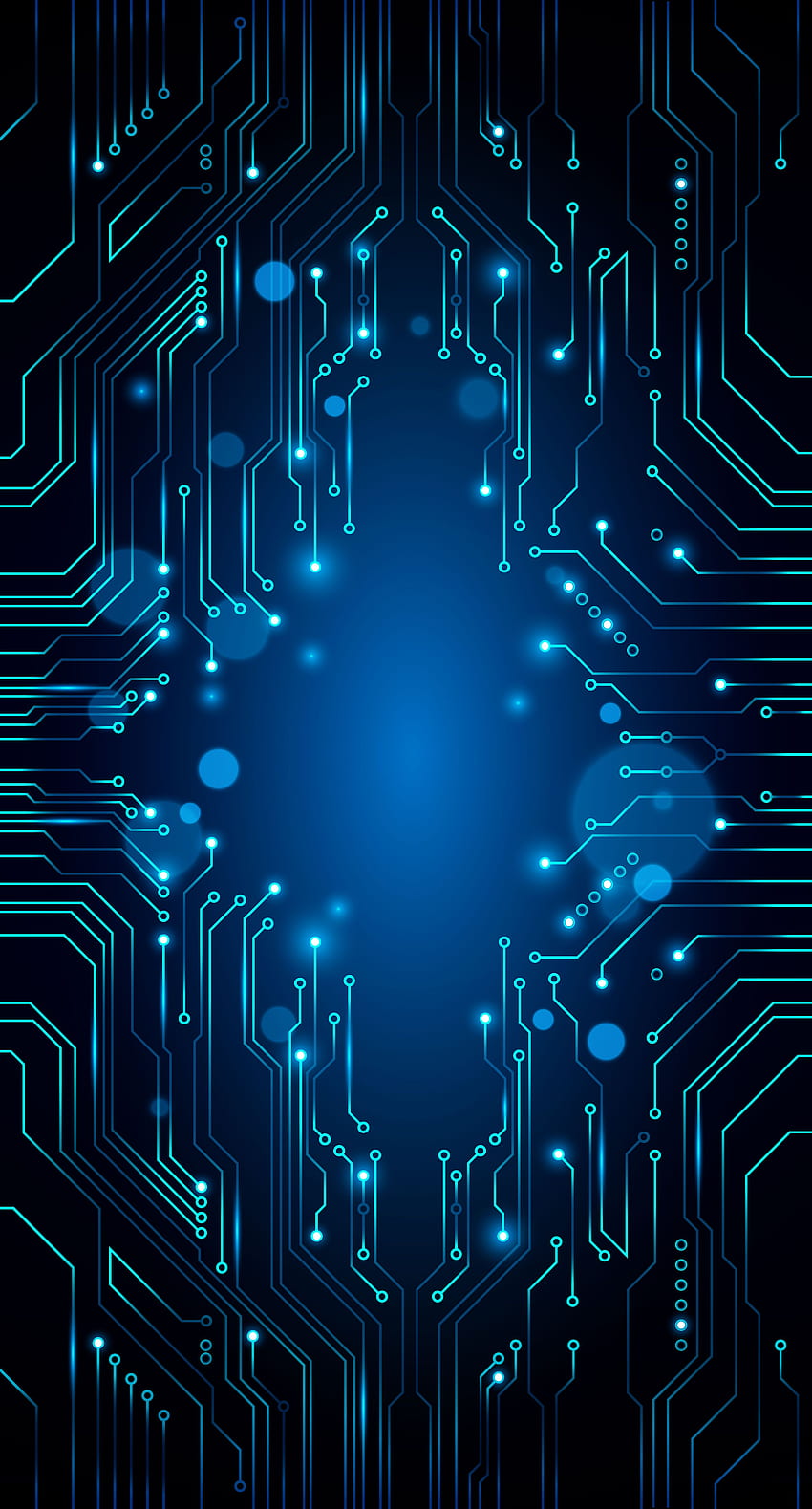 Schéma de circuit de fond de technologie bleue vectorielle. Technologie, schéma de circuit, arrière-plan technologique Fond d'écran de téléphone HD