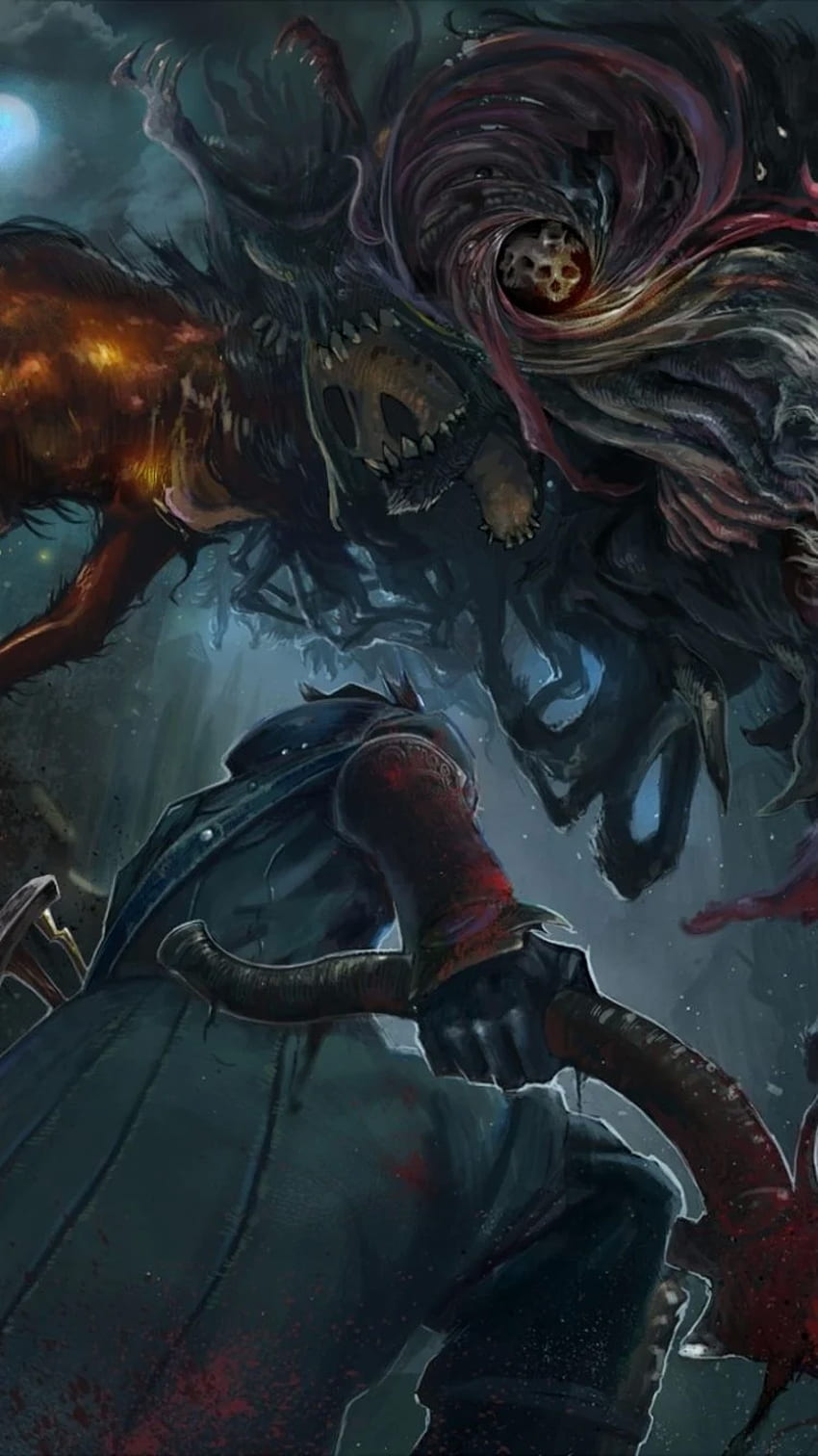 Bloodborne  Night with a Demon Monster 4K wallpaper download