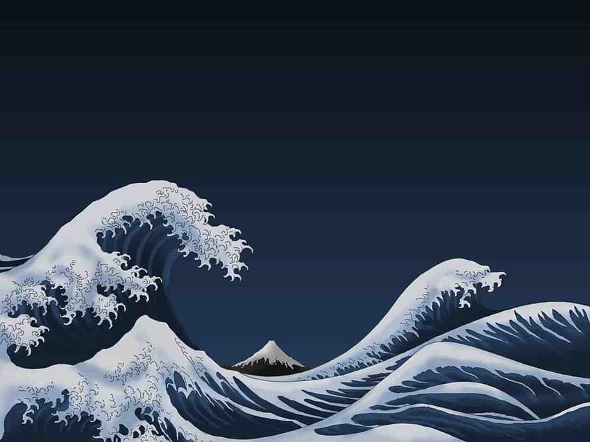 Pittura giapponese dell'onda dell'oceano Sfondo HD
