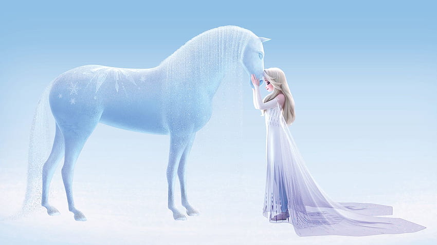 Neu von Elsa im weißen Kleid zeigt Details der gefrorenen Version des Wassergeistes - Pferd Nokk, Eispferd HD-Hintergrundbild