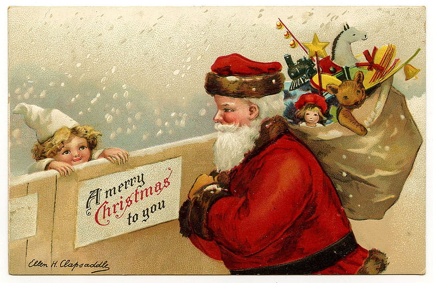 I Feel Like Santa & I LOVE It!, Vintage Santa Claus HD wallpaper