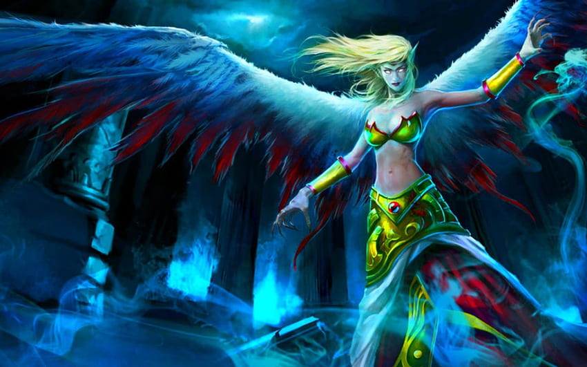 Fantasy girl, wings, fantasy, art, woman HD wallpaper