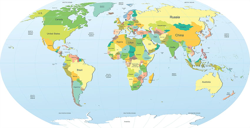 carte pour ordinateur portable. Carte illustrée, Carte du monde continents, Carte du monde, Science politique Fond d'écran HD