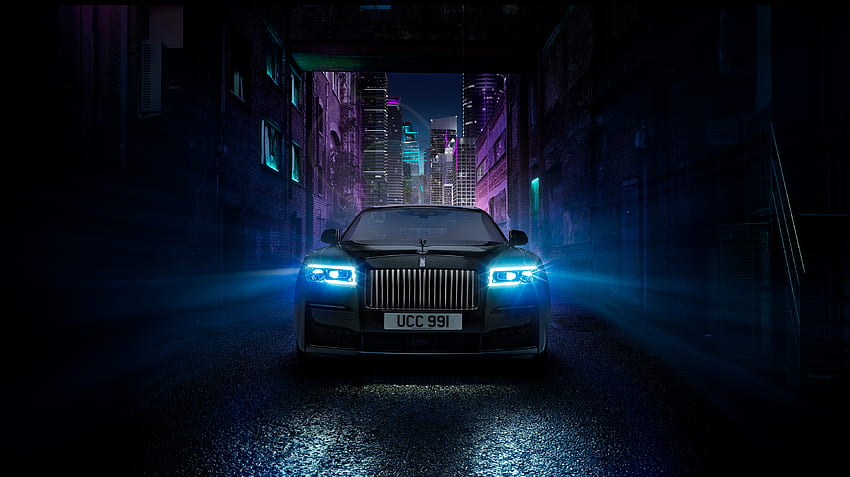 Rolls-Royce Black Badge Ghost, 2021, coche de lujo fondo de pantalla