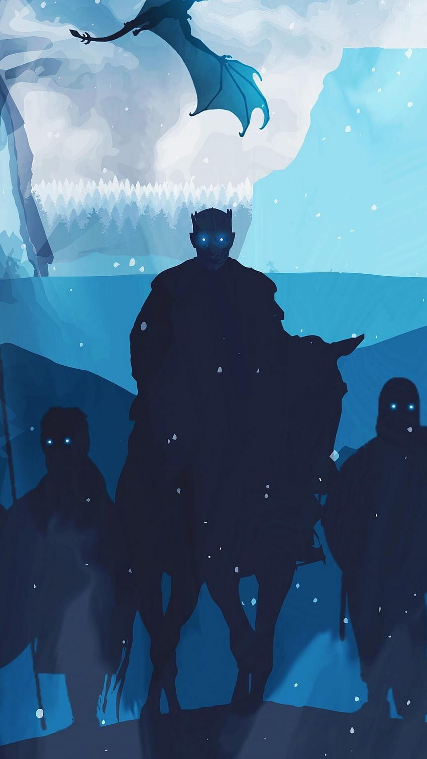 Night King White Walkers Army Minimalist Game of Thrones วอลล์เปเปอร์โทรศัพท์ HD