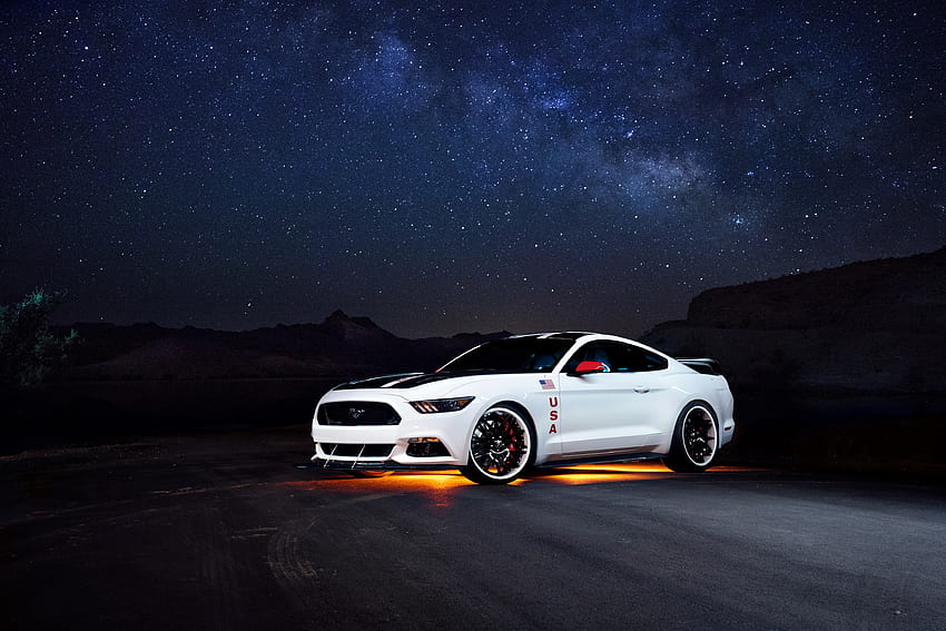 Noche, Ford, Mustang, Coches, Vista Lateral fondo de pantalla