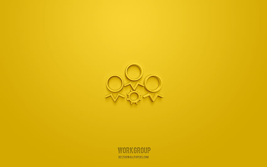Icona del gruppo di lavoro 3d, giallo, simboli 3d, gruppo di lavoro, icone aziendali, icone 3d, segno del gruppo di lavoro, icone aziendali 3d Sfondo HD