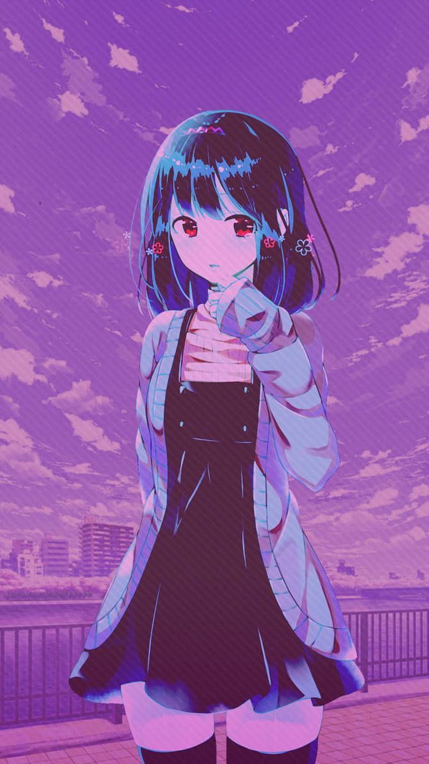 Anime girl purple aesthetic HD wallpapers | Pxfuel