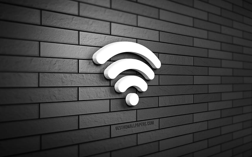 Icono Wi-Fi 3D, pared de ladrillo gris, creativo, iconos 3D, icono de Wi-Fi, arte 3D, Wi-Fi fondo de pantalla