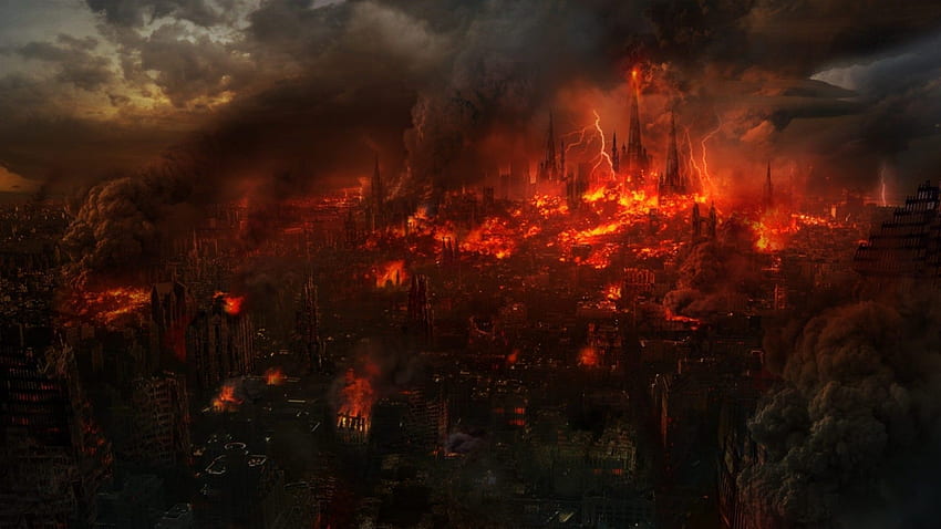 Hintergrund der brennenden Stadt HD-Hintergrundbild