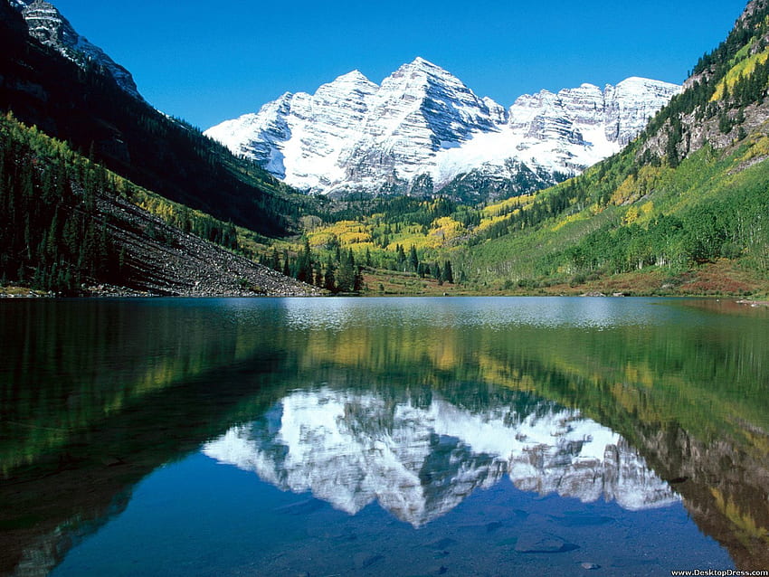 Natural Background Snow Capped Maroon Bells, Colorado HD wallpaper