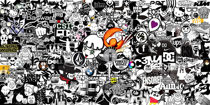 Of Sticker Bomb Black And White - Illustration - & Background , Marvel Sticker Bomb HD wallpaper