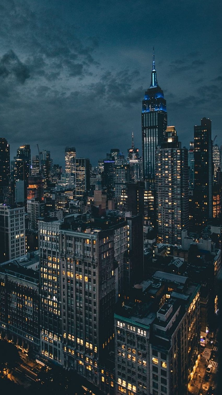 IPhone New York 346. Estética da cidade, paisagem da cidade, cidade, cidade de Nova York à noite Papel de parede de celular HD