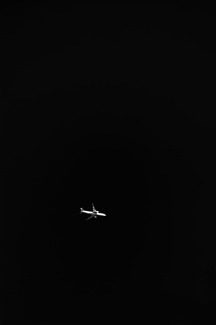 Sky, Dark, Minimalism, Bw, Chb, Plane, Airplane HD phone wallpaper