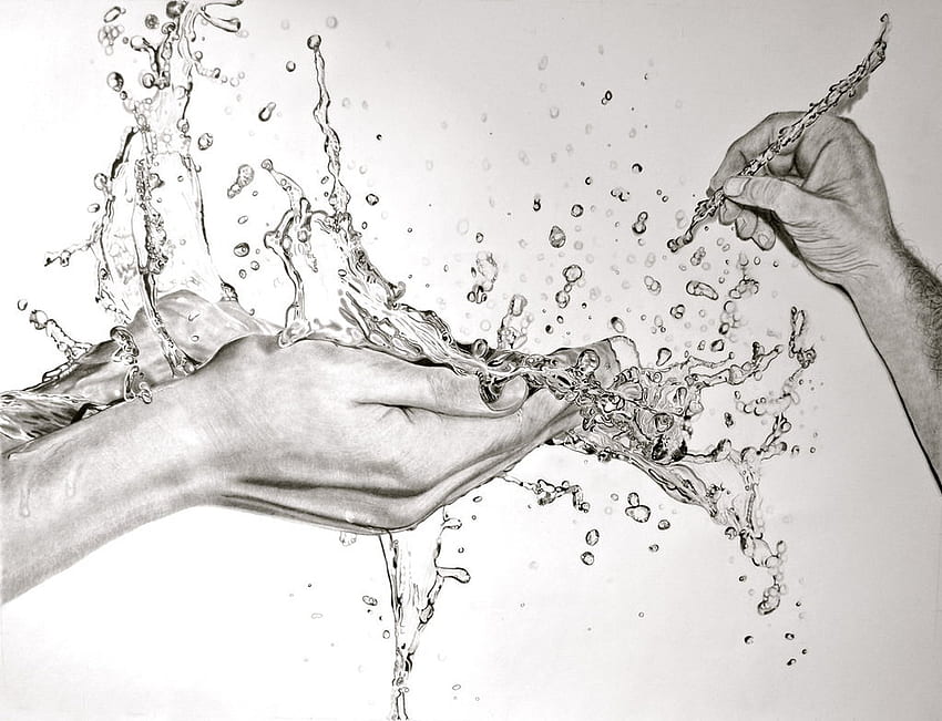 물 , 연필, 스케치, 다채롭고 사실적인 예술. 드로잉 스킬 HD 월페이퍼