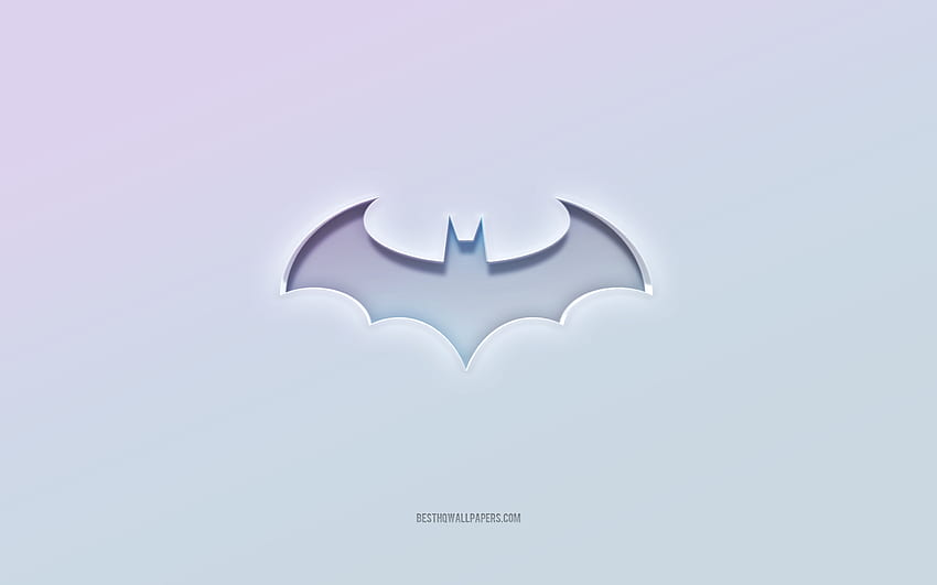 Batman-Logo, ausgeschnittener 3D-Text, weißer Hintergrund, Batman-3D-Logo, Batman-Emblem, Batman, geprägtes Logo, Batman-3D-Emblem HD-Hintergrundbild
