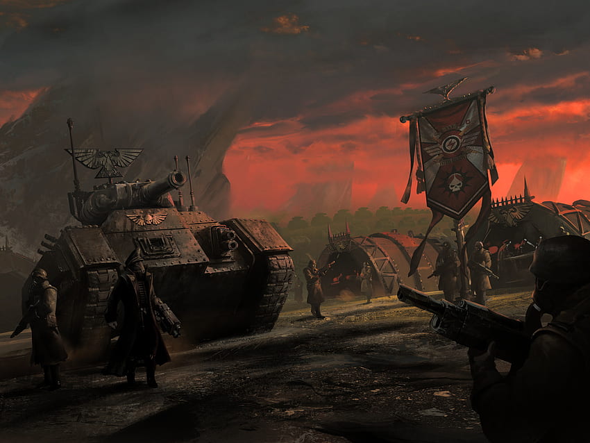 Imperiale Garde - Warhammer 40k - Astra Militarum - Armageddon Steel Legion - Chimäre - Kommissar HD-Hintergrundbild