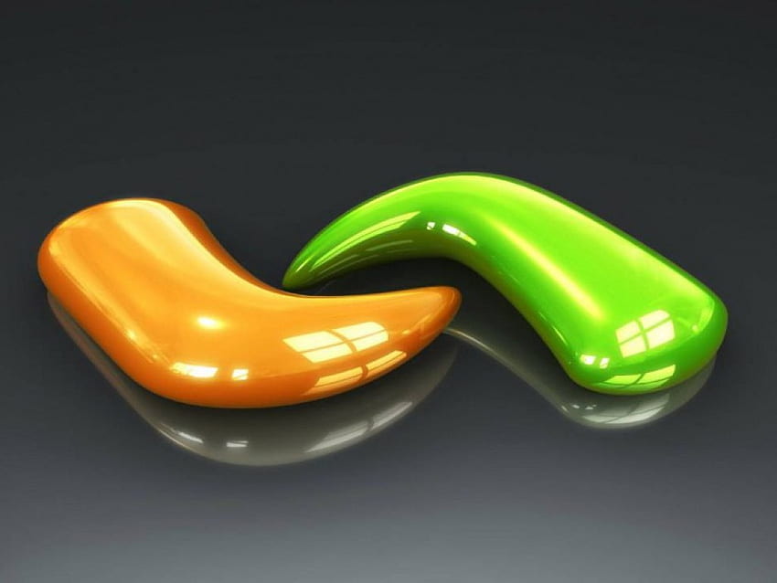 3D Shapes, shapes, orange, 3d, green HD wallpaper
