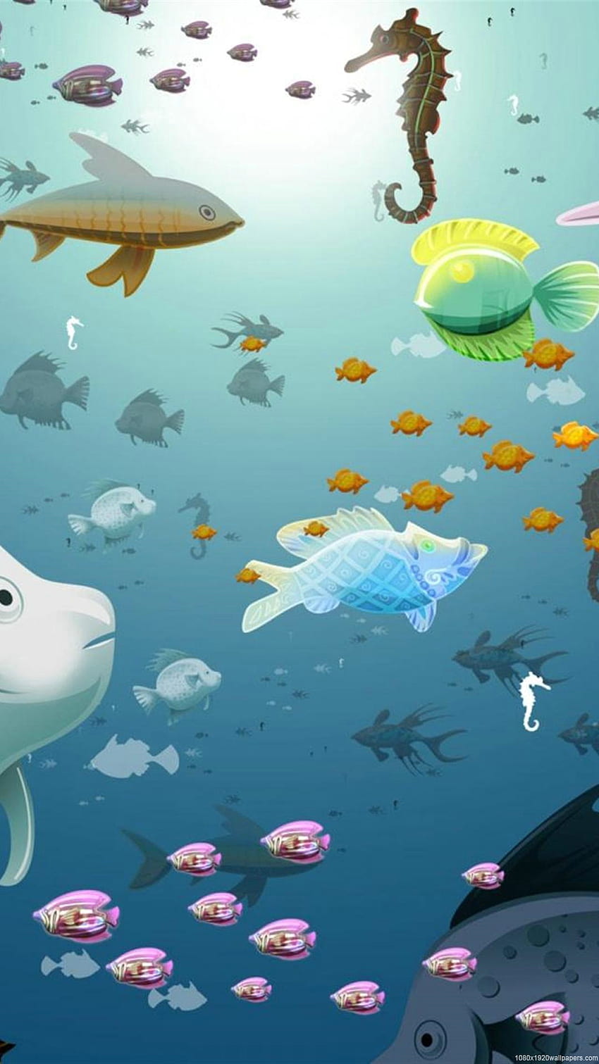 Vector Fish Animal Water - Animated Fish In The Sea - HD phone wallpaper