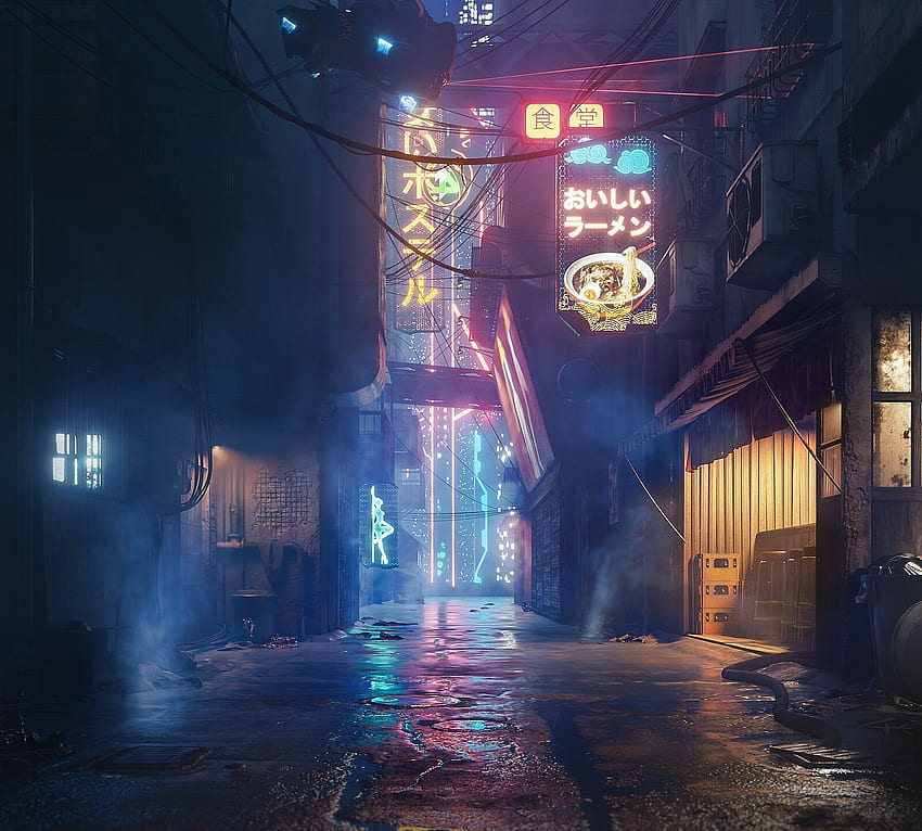 Cyberpunk alley HD wallpaper