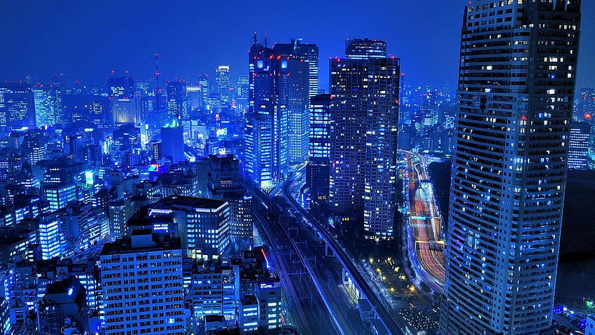 Japon Tokyo paysages urbains gratte-ciel routes lumières de la ville, Tokio City Fond d'écran HD