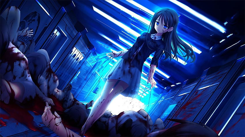 Blutiger Anime, blutiges Anime-Mädchen HD-Hintergrundbild