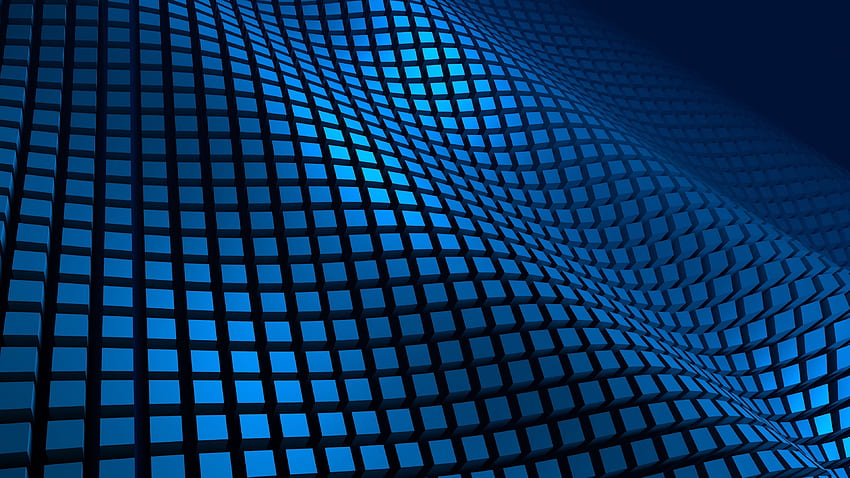 青い立方体 幾何学的形状 波の抽象化 抽象化 高画質の壁紙