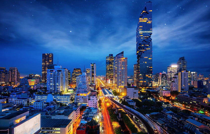 el cielo, noche, edificio, Tailandia, Bangkok fondo de pantalla