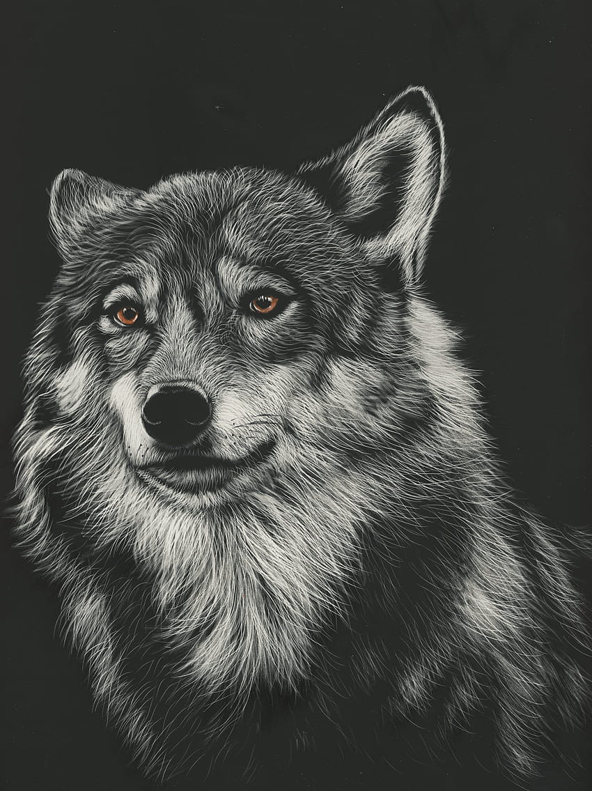 Art, Drawing, , Predator, Wolf, Head HD phone wallpaper