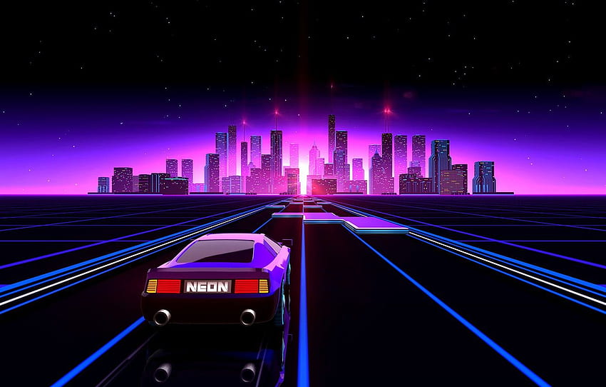 Road, Night, The City, Stars, Neon, Machine, Electronic, Synthpop, Darkwave, Synth, Neon Drive, Retrowave, Synth Pop, Sinti, Synthwave, Synth Pop For , Раздел игри HD тапет